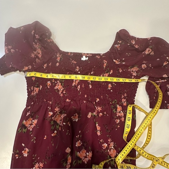 Maurice’s Floral Burgundy long Sleeve Dress Size 0X - Picture 4 of 5